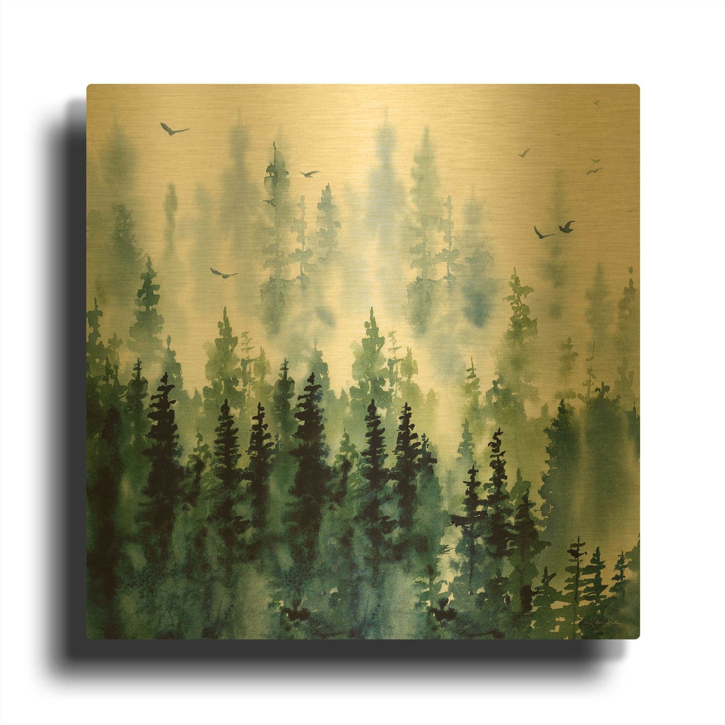 'Evening Treeline Sq' By Katrina Pete Gold Metal Wall Art