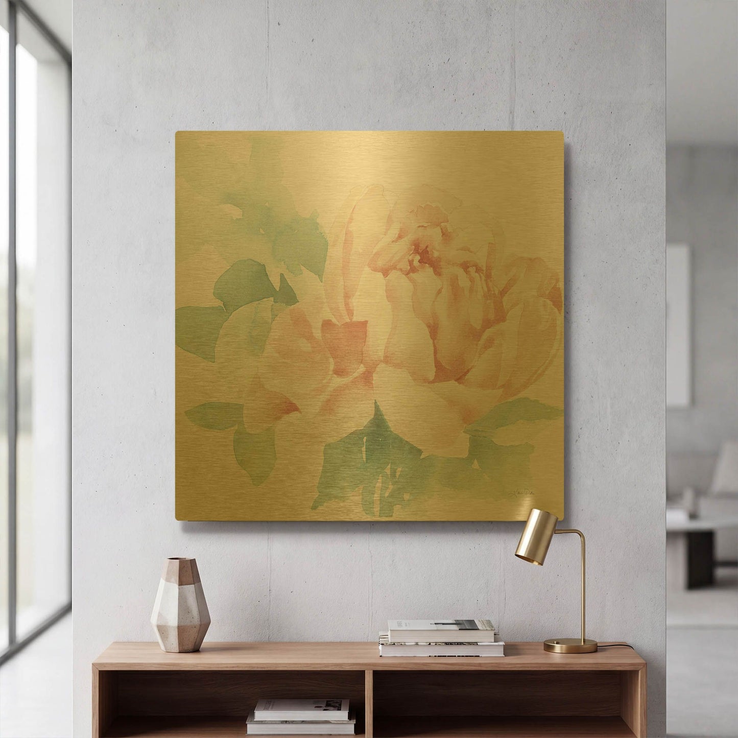 'Poetic Blooming I Pink' By Katrina Pete Gold Metal Wall Art