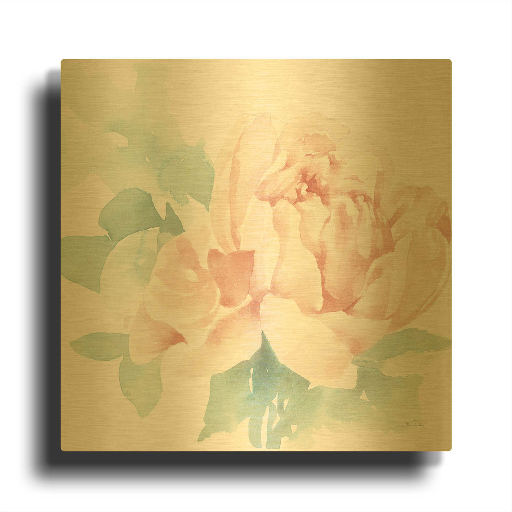 'Poetic Blooming I Pink' By Katrina Pete Gold Metal Wall Art