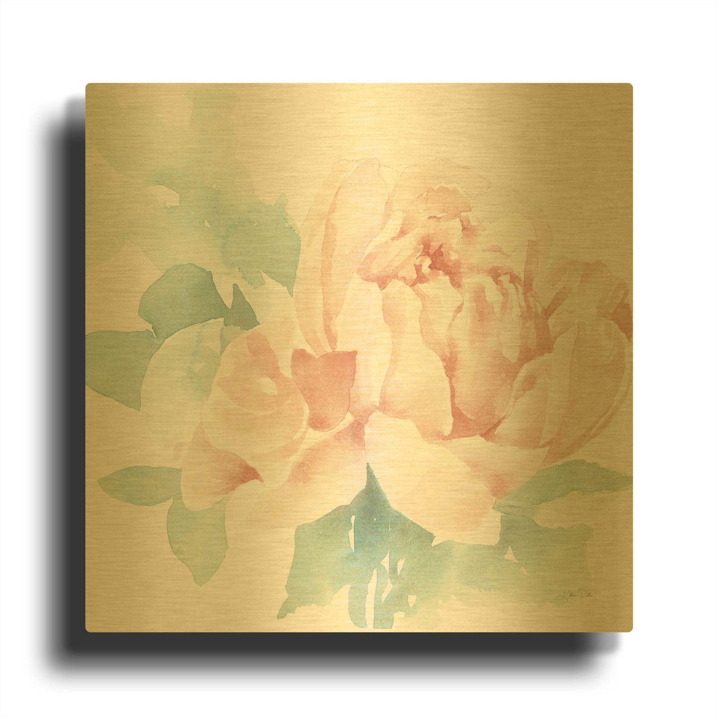 'Poetic Blooming I Pink' By Katrina Pete Gold Metal Wall Art