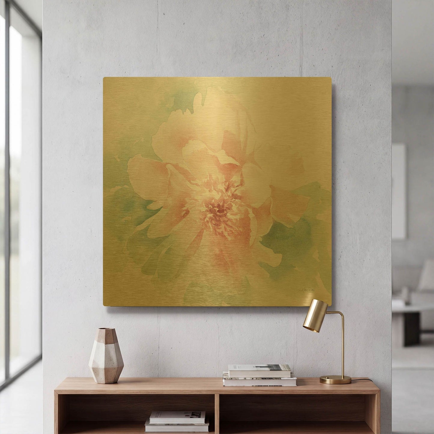 'Poetic Blooming II Pink' By Katrina Pete Gold Metal Wall Art