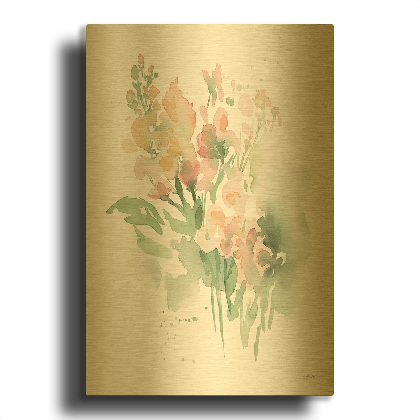 'Vibrant Blooms I' By Katrina Pete Gold Metal Wall Art