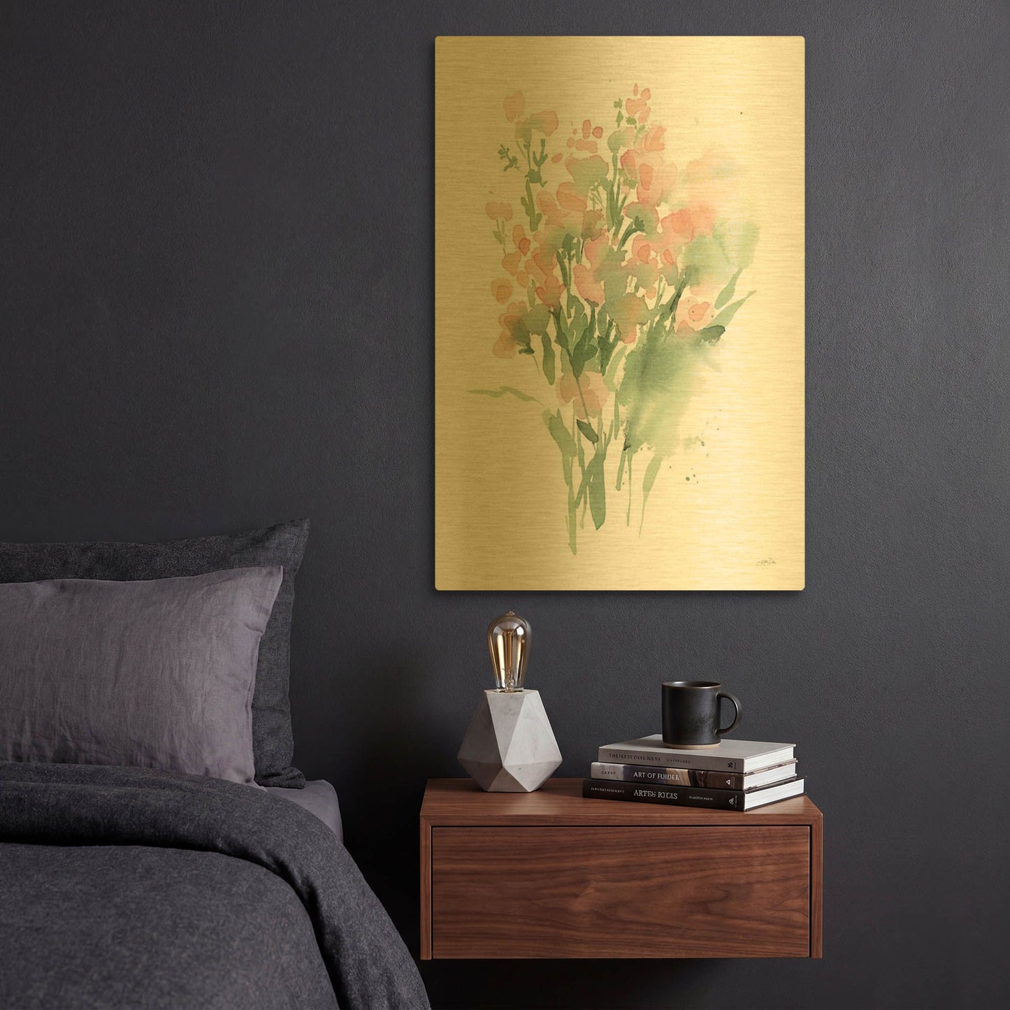 'Vibrant Blooms II' By Katrina Pete Gold Metal Wall Art