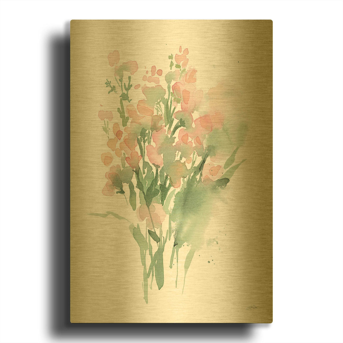 'Vibrant Blooms II' By Katrina Pete Gold Metal Wall Art