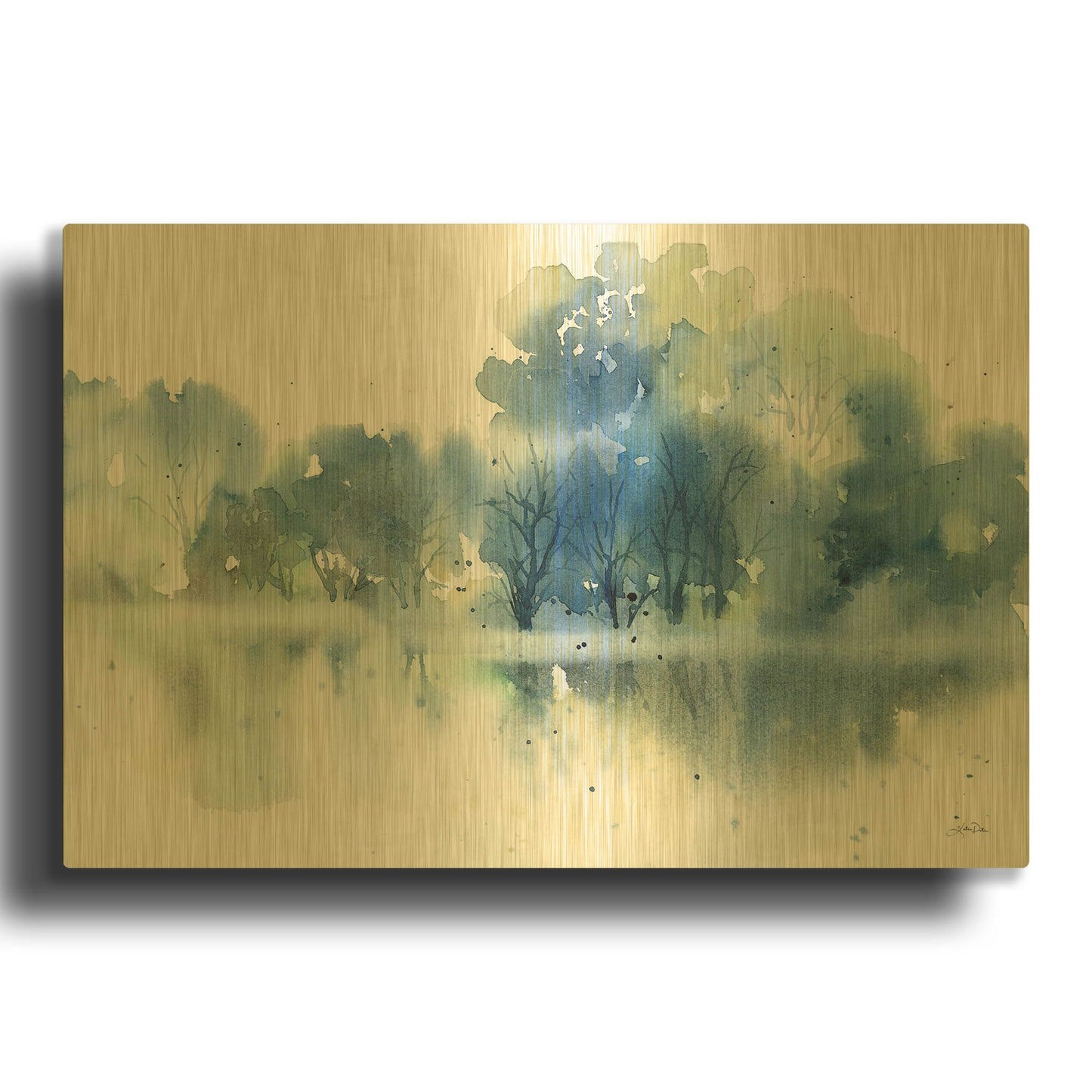'Blue Pond Reflections' By Katrina Pete Gold Metal Wall Art