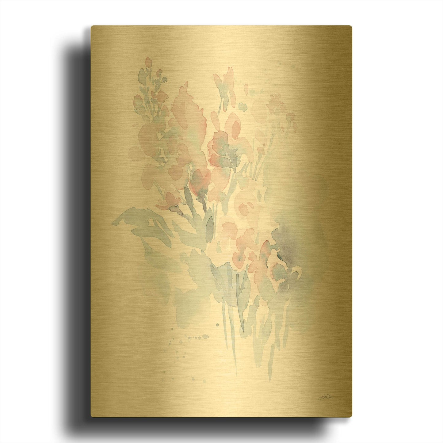 'Fresh Blooms I' By Katrina Pete Gold Metal Wall Art