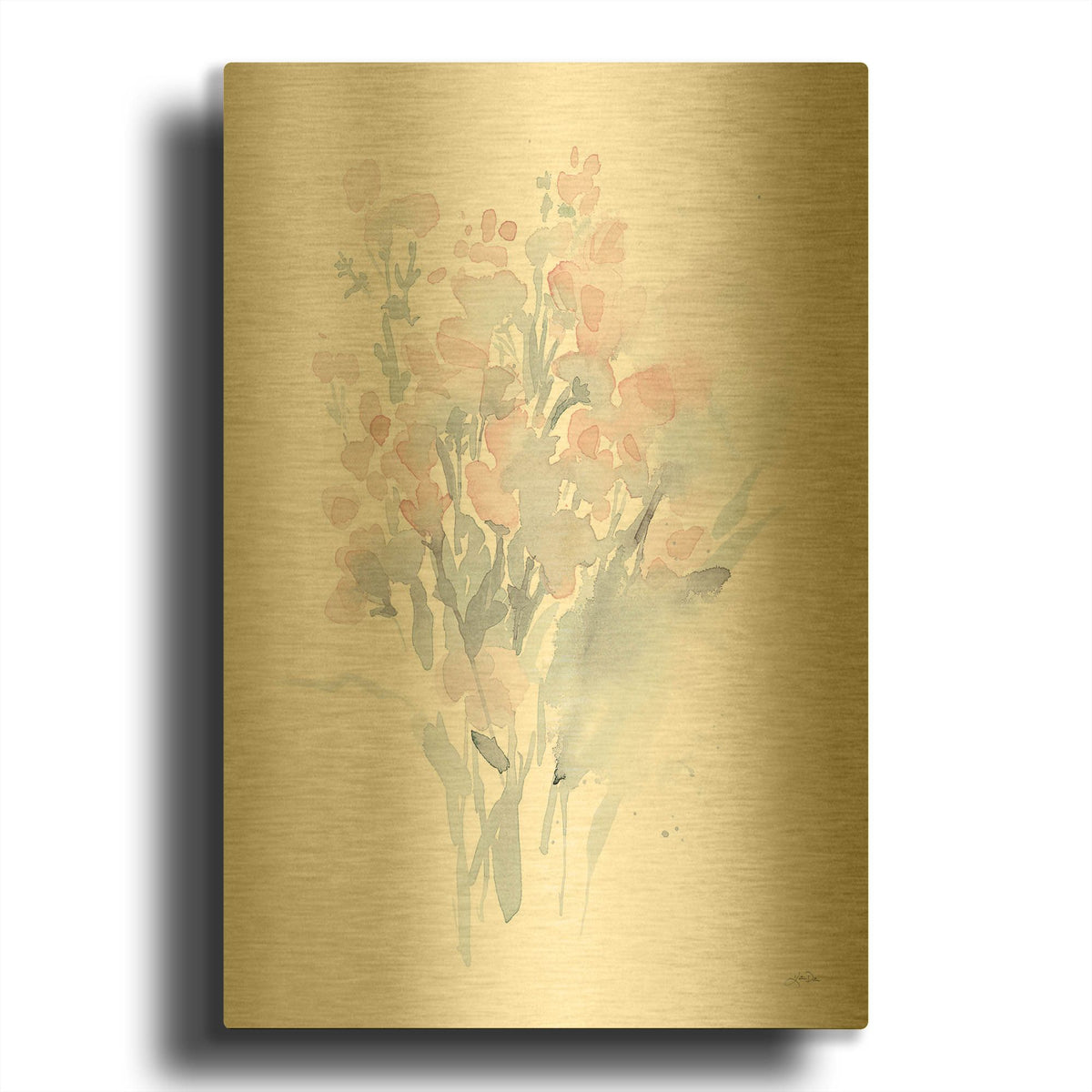 'Fresh Blooms II' By Katrina Pete Gold Metal Wall Art