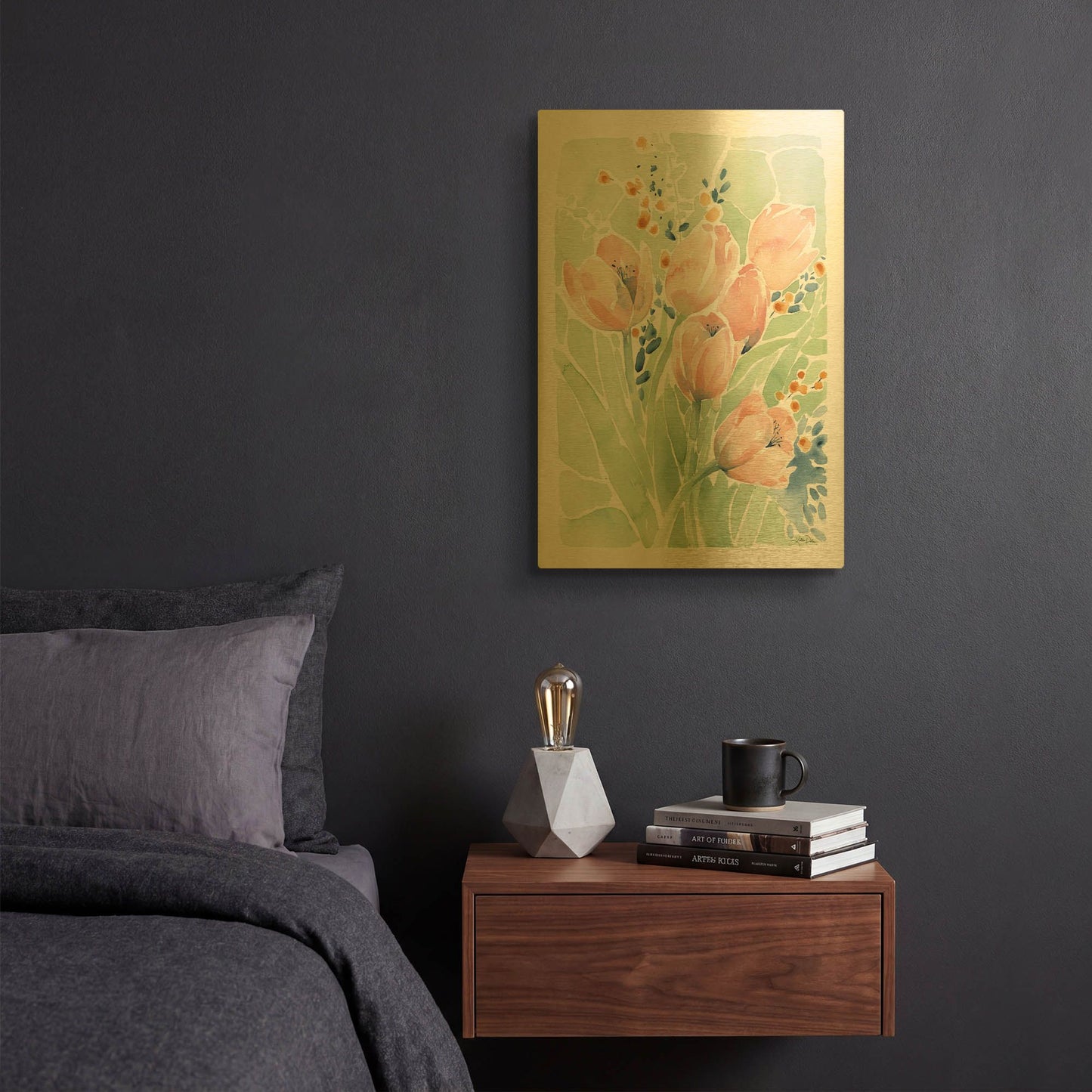 'Tulip Spray' By Katrina Pete Gold Metal Wall Art