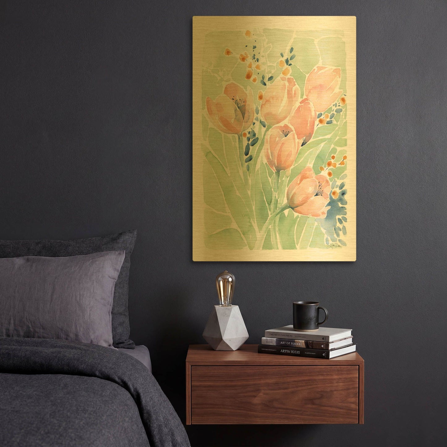 'Tulip Spray' By Katrina Pete Gold Metal Wall Art