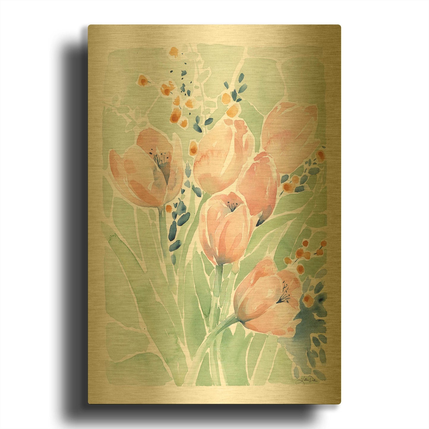 'Tulip Spray' By Katrina Pete Gold Metal Wall Art