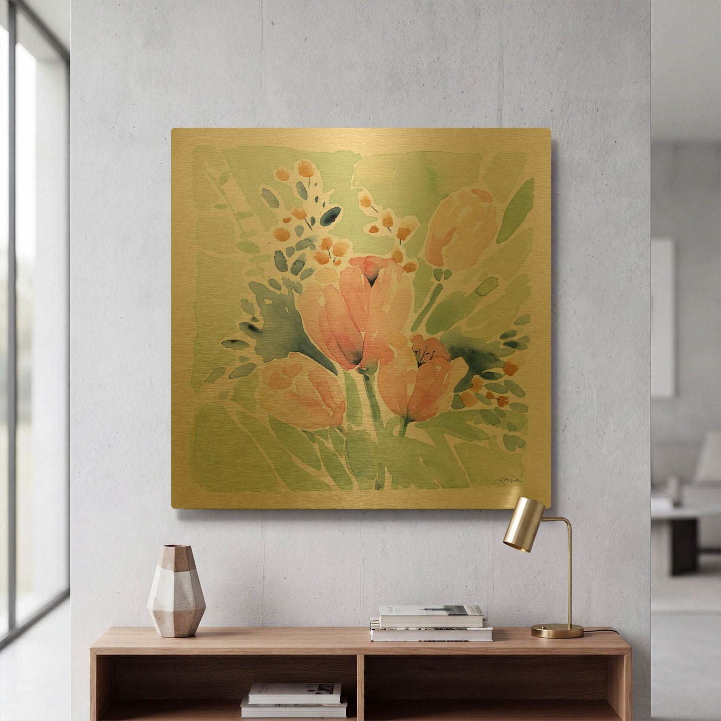 'Tulip Bower' By Katrina Pete Gold Metal Wall Art
