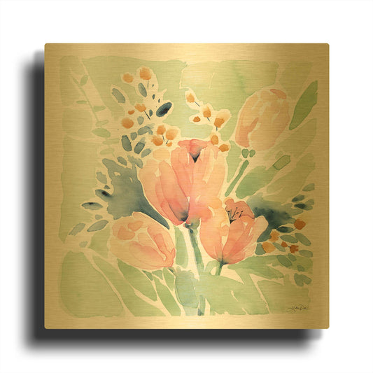 'Tulip Bower' By Katrina Pete Gold Metal Wall Art