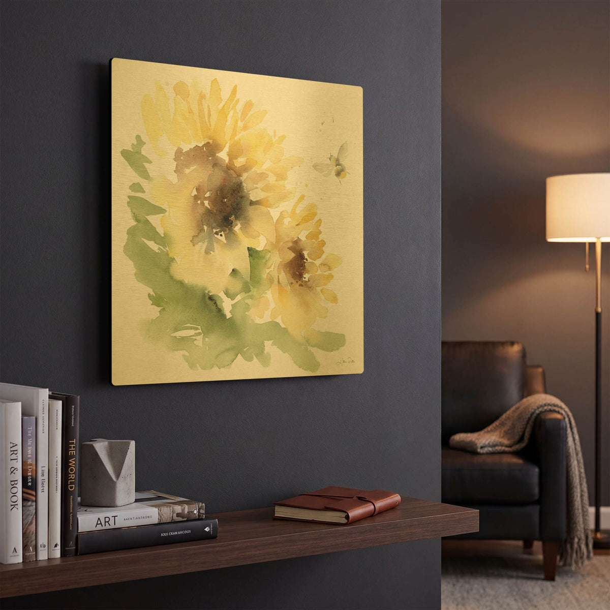 'Sunflower Meadow II' By Katrina Pete Gold Metal Wall Art