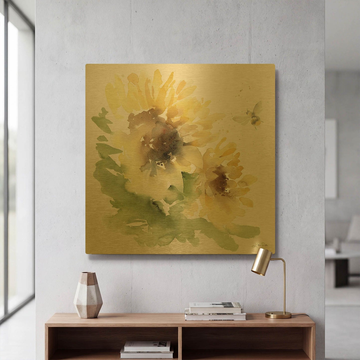 'Sunflower Meadow II' By Katrina Pete Gold Metal Wall Art