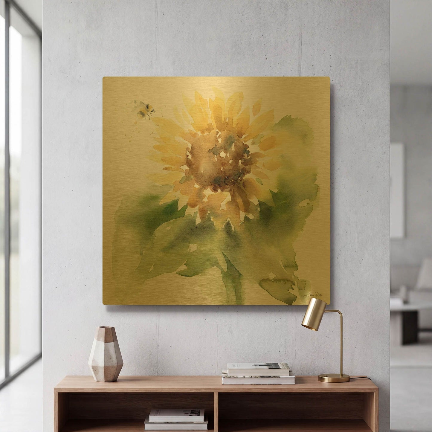 'Sunflower Meadow III' By Katrina Pete Gold Metal Wall Art