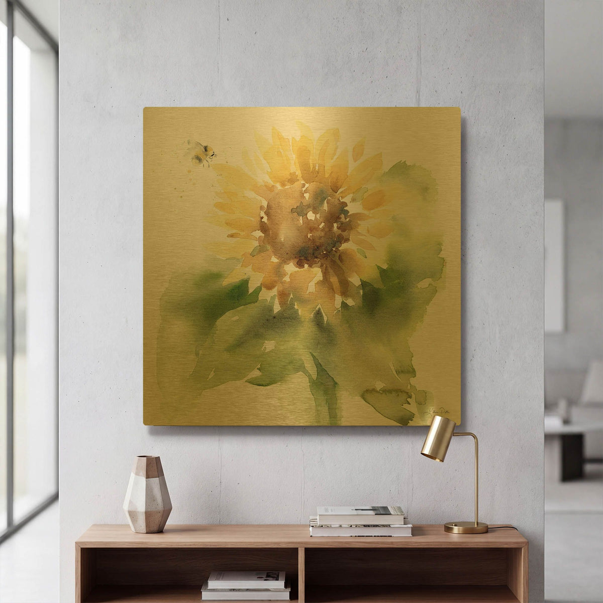'Sunflower Meadow III' By Katrina Pete Gold Metal Wall Art