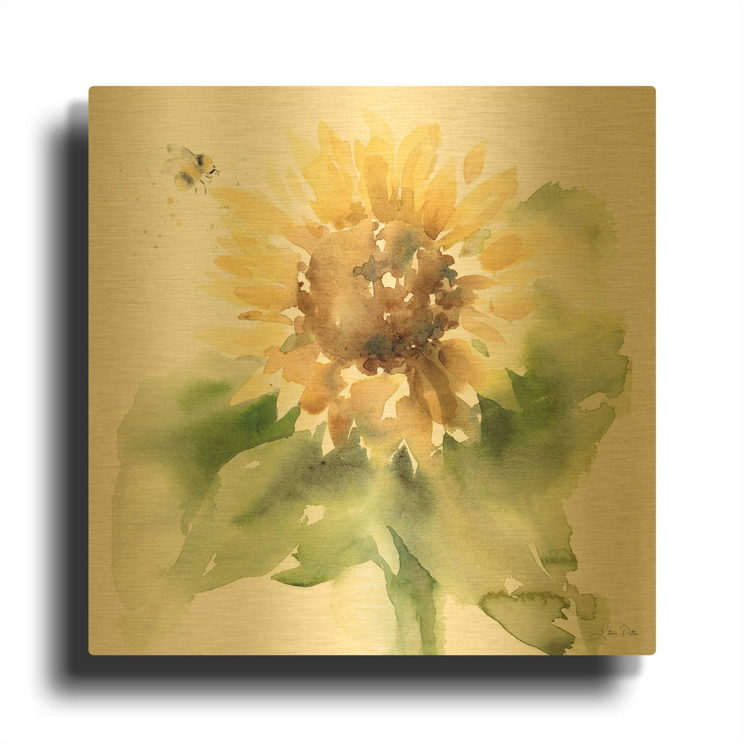 'Sunflower Meadow III' By Katrina Pete Gold Metal Wall Art