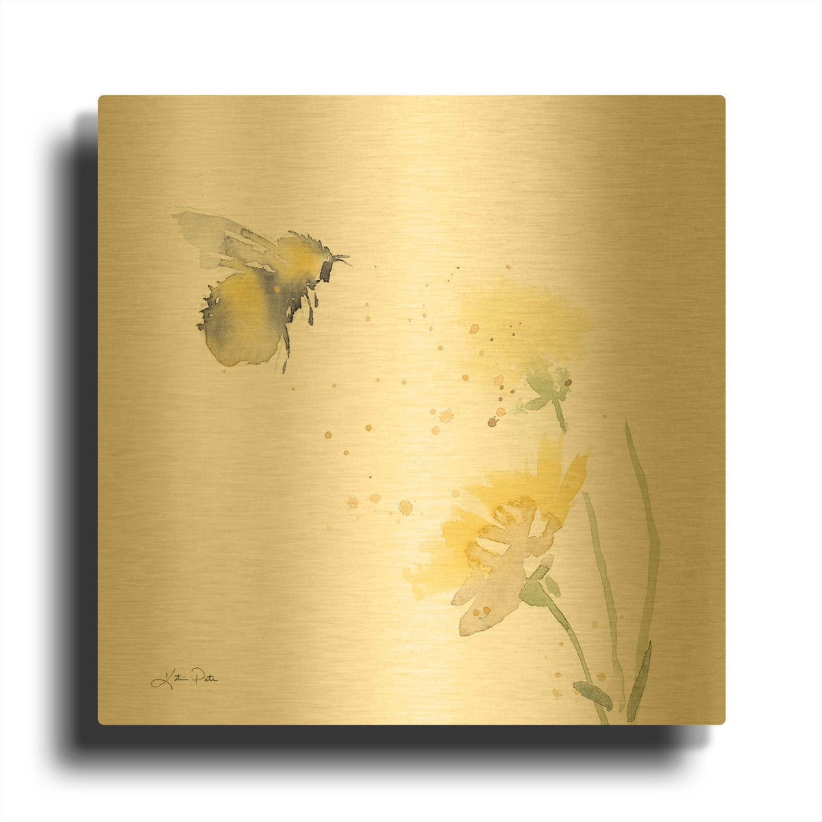'Sunflower Meadow IV' By Katrina Pete Gold Metal Wall Art