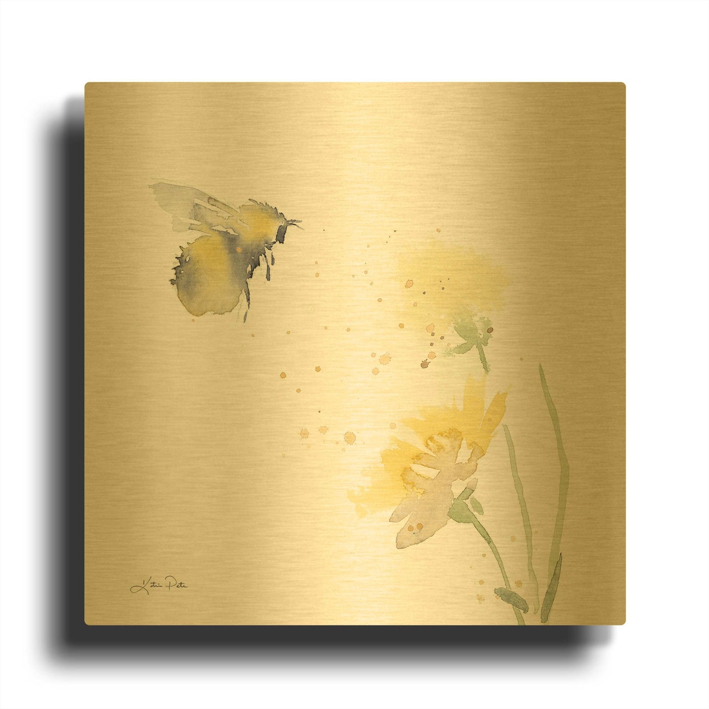 'Sunflower Meadow IV' By Katrina Pete Gold Metal Wall Art