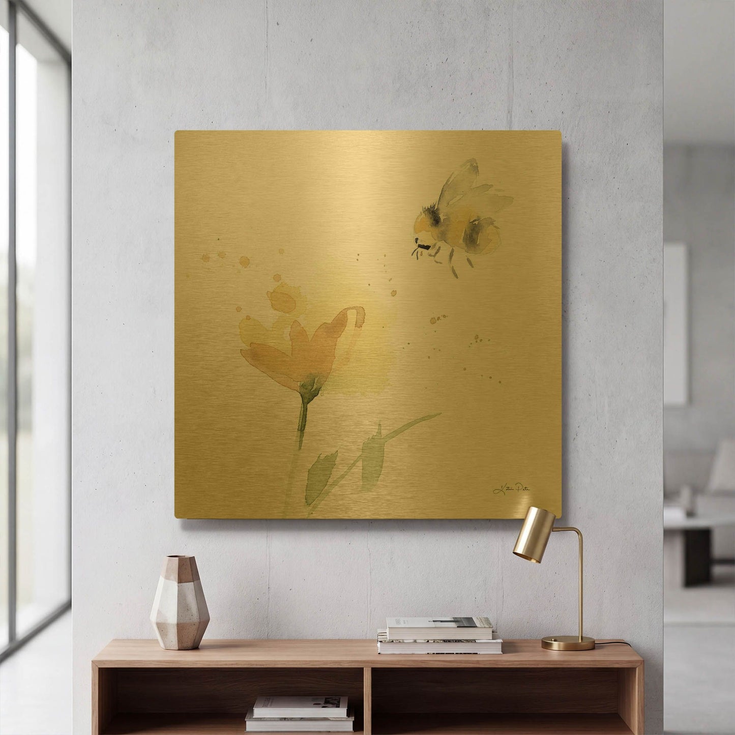 'Sunflower Meadow V' By Katrina Pete Gold Metal Wall Art