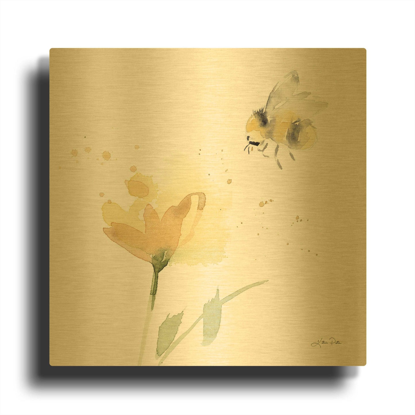 'Sunflower Meadow V' By Katrina Pete Gold Metal Wall Art