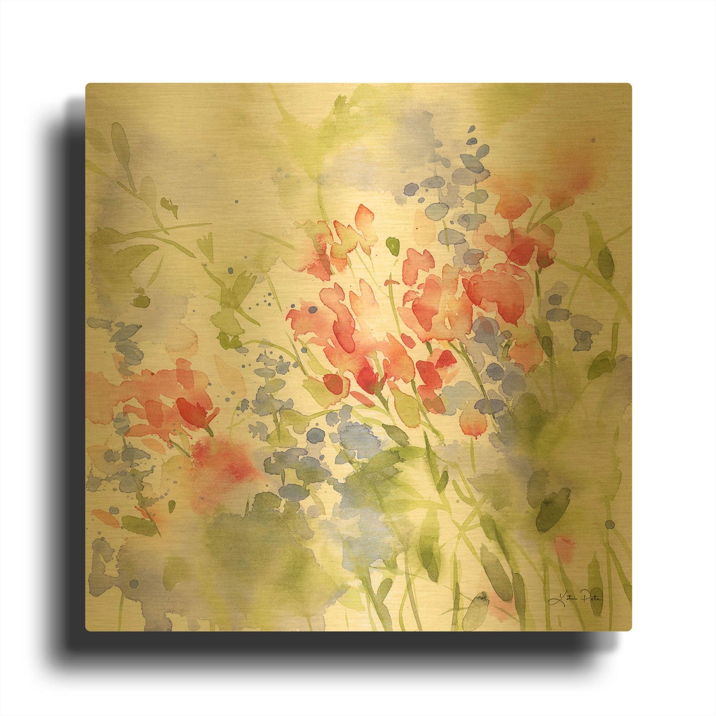 'Spring Meadow II' By Katrina Pete Gold Metal Wall Art