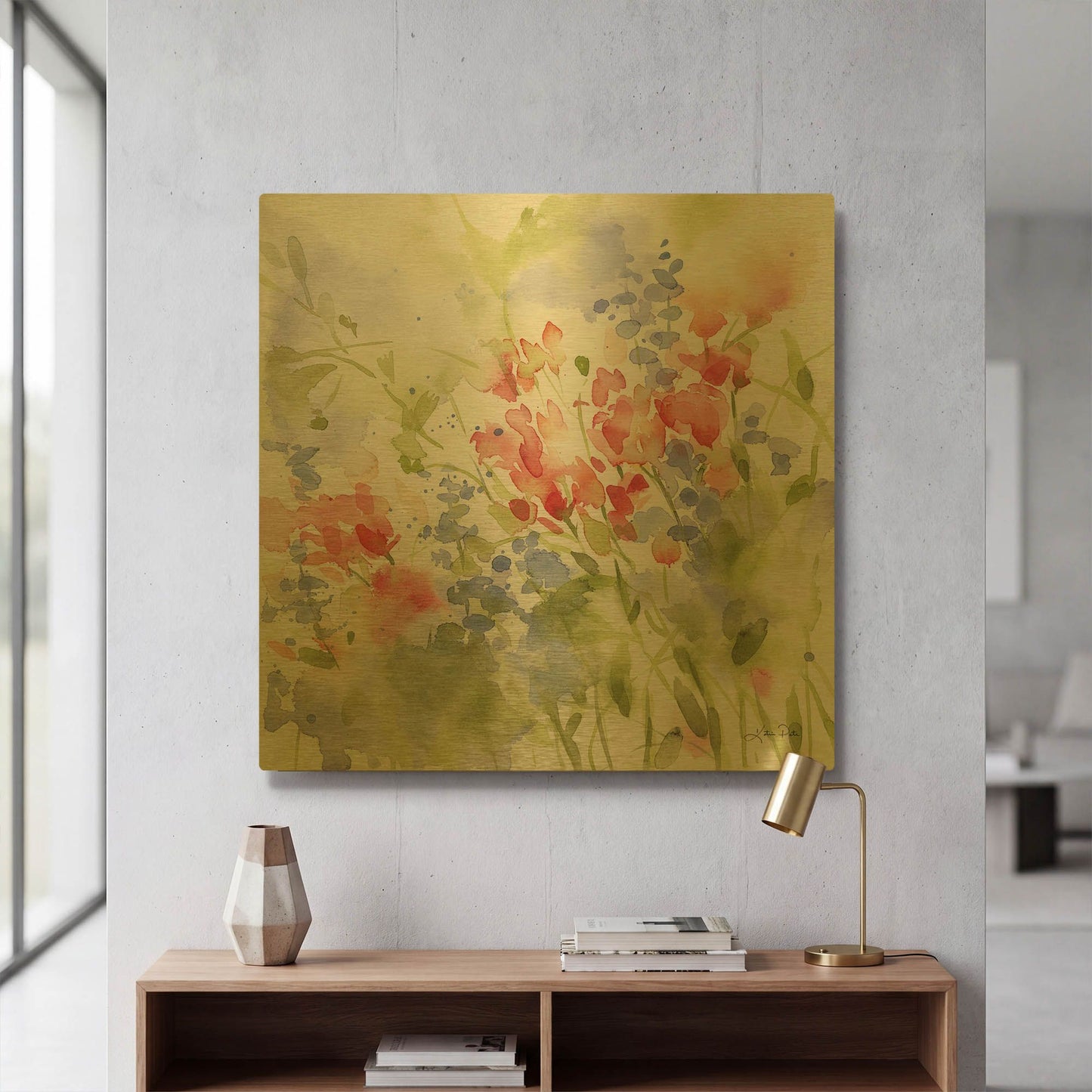 'Spring Meadow II' By Katrina Pete Gold Metal Wall Art