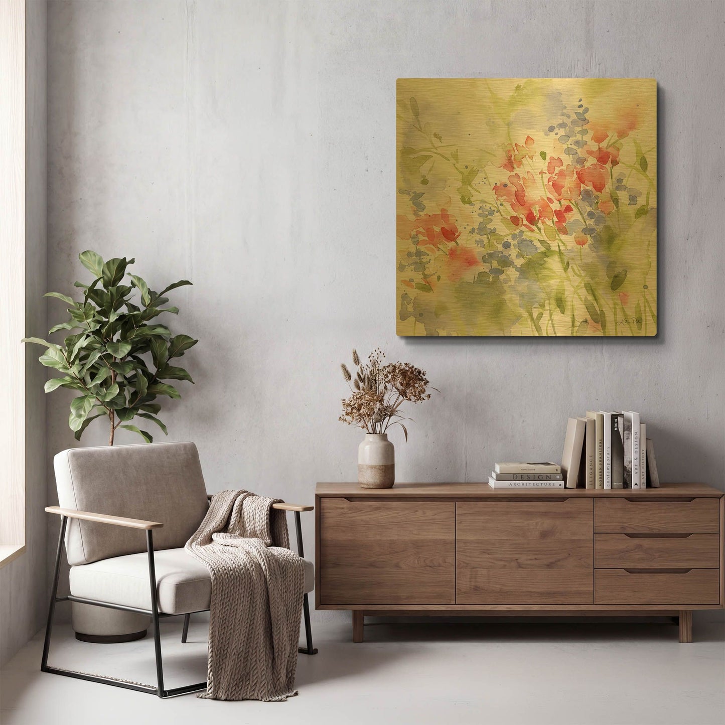 'Spring Meadow II' By Katrina Pete Gold Metal Wall Art