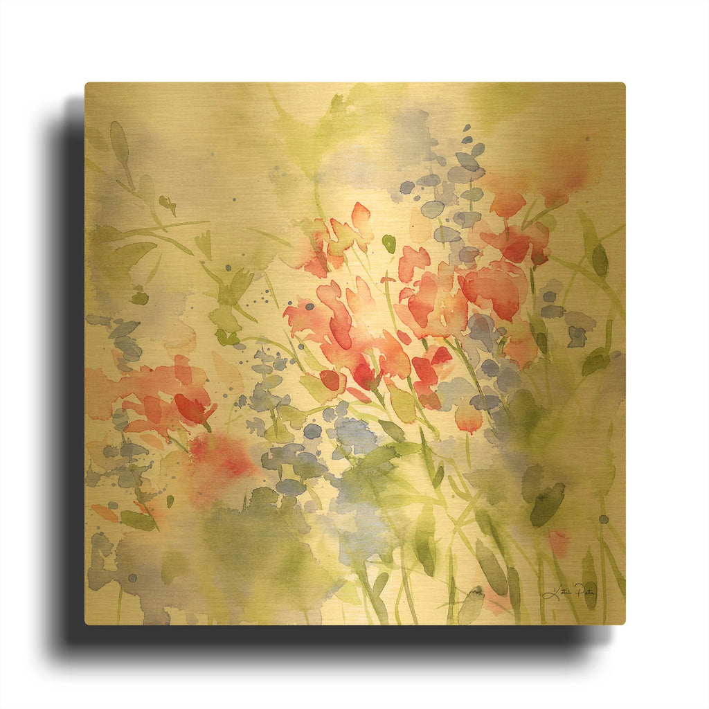 'Spring Meadow II' By Katrina Pete Gold Metal Wall Art