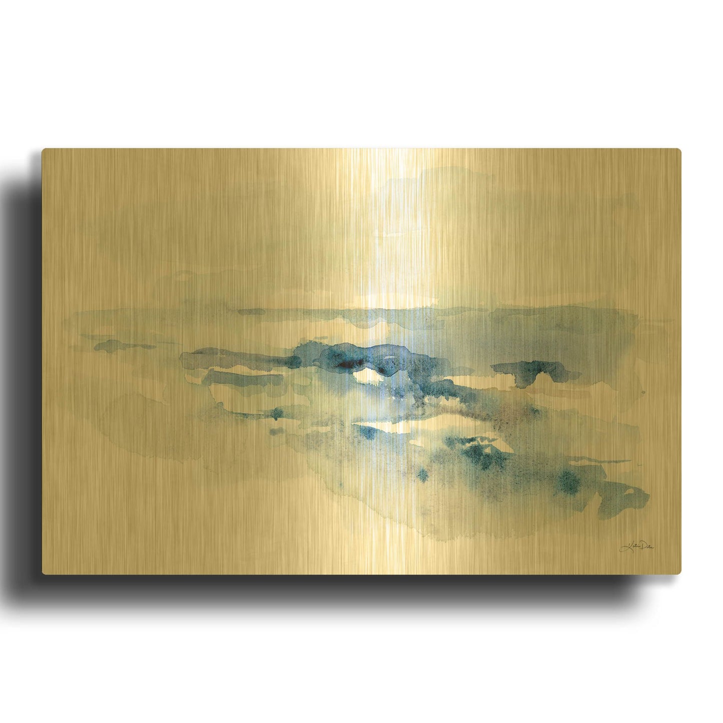 'Shoreline Blues II' By Katrina Pete Gold Metal Wall Art