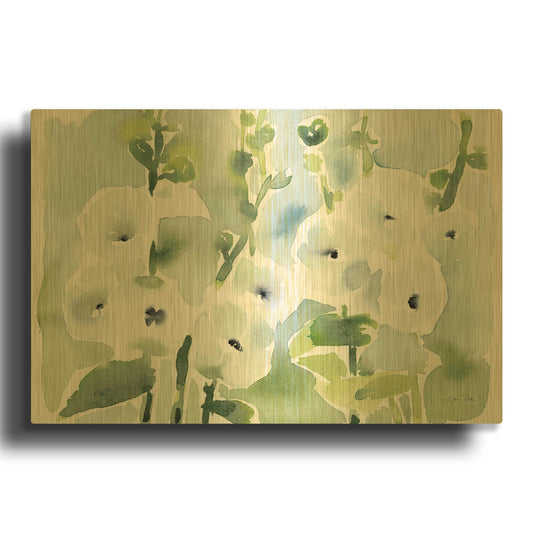 'White Hollyhocks' By Katrina Pete Gold Metal Wall Art