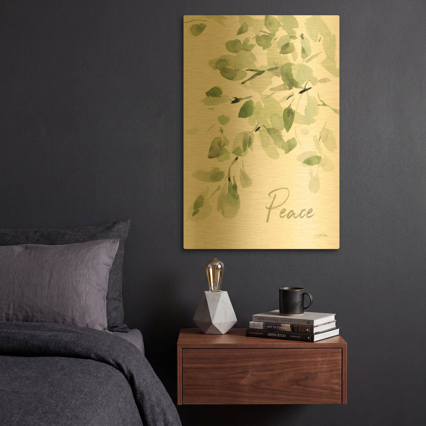 'Cascading Branches I Peace' By Katrina Pete Gold Metal Wall Art