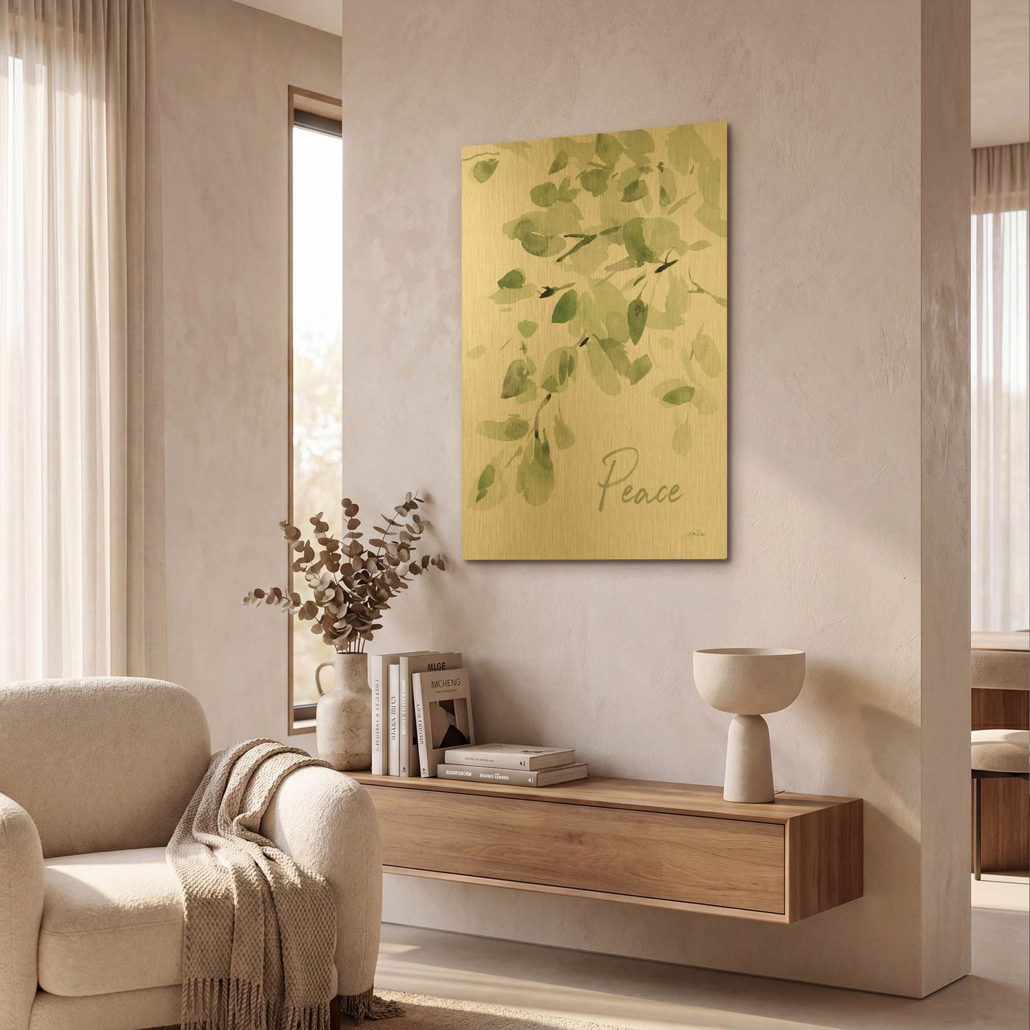 'Cascading Branches I Peace' By Katrina Pete Gold Metal Wall Art