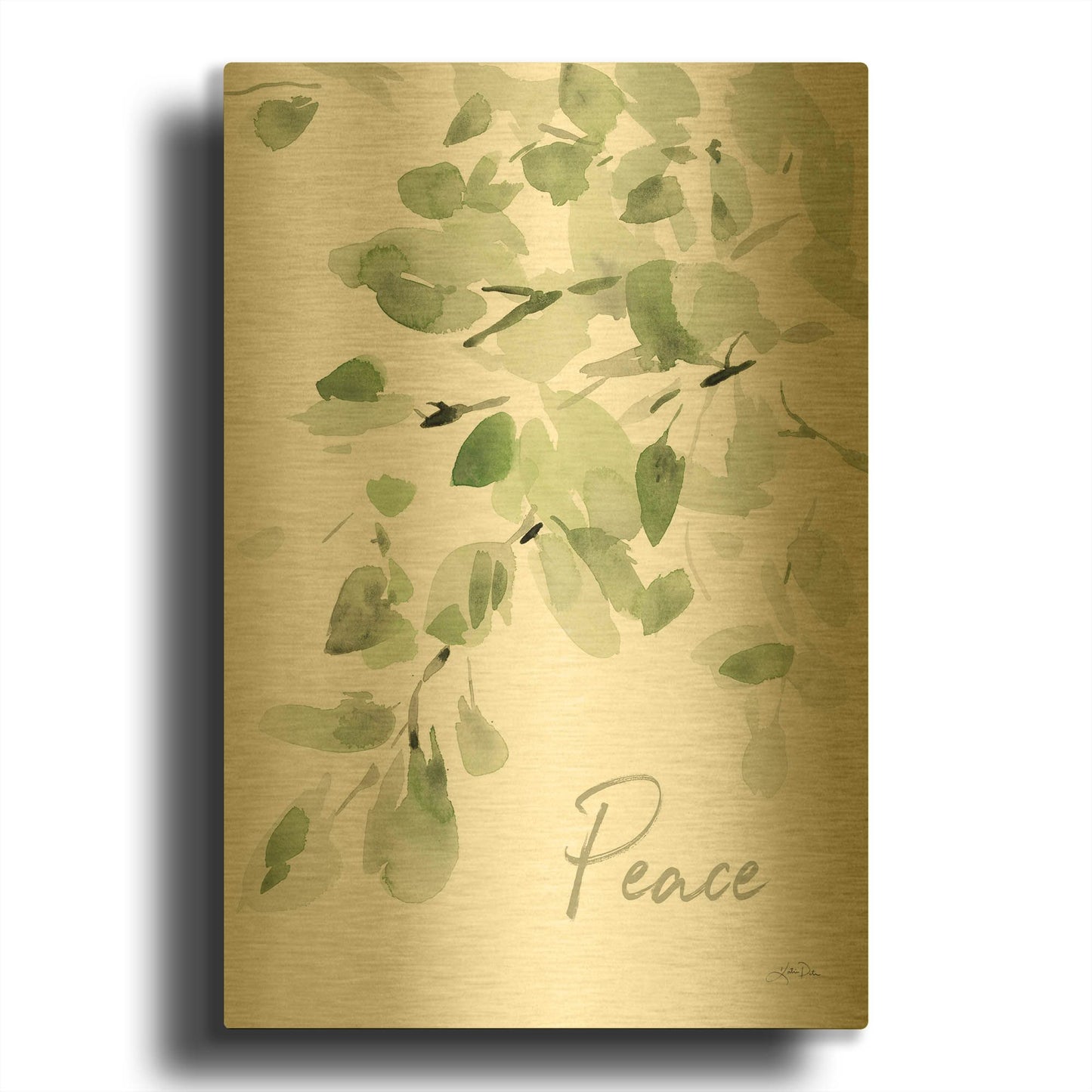 'Cascading Branches I Peace' By Katrina Pete Gold Metal Wall Art