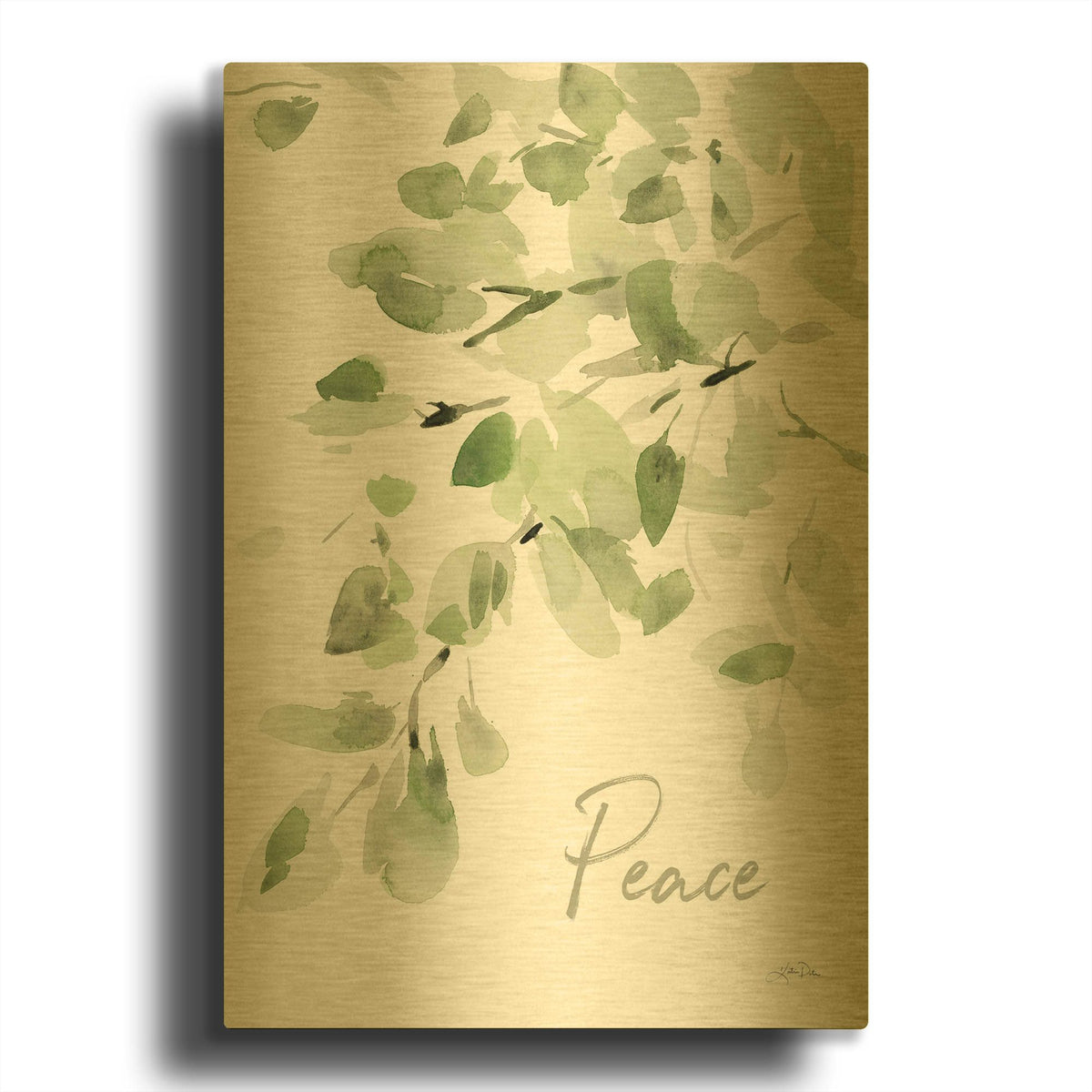 'Cascading Branches I Peace' By Katrina Pete Gold Metal Wall Art