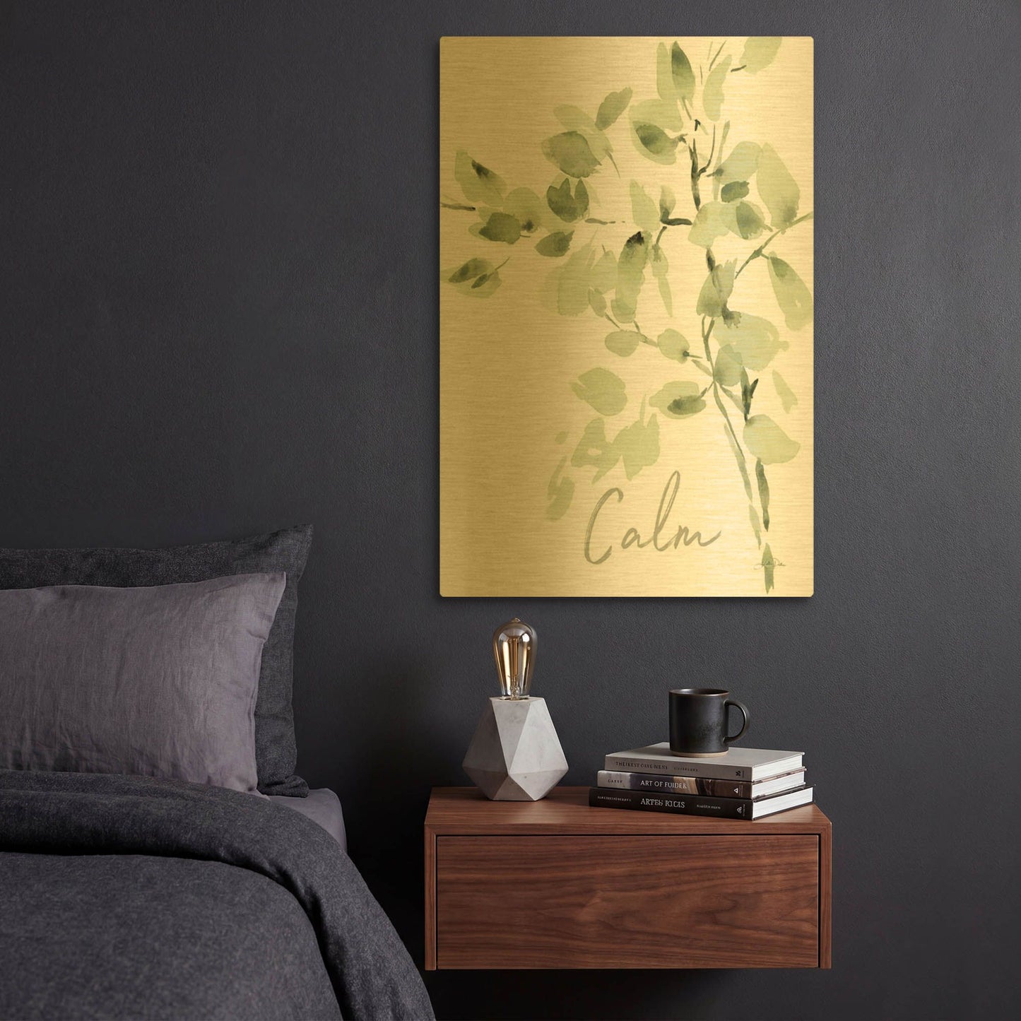 'Cascading Branches II Calm' By Katrina Pete Gold Metal Wall Art
