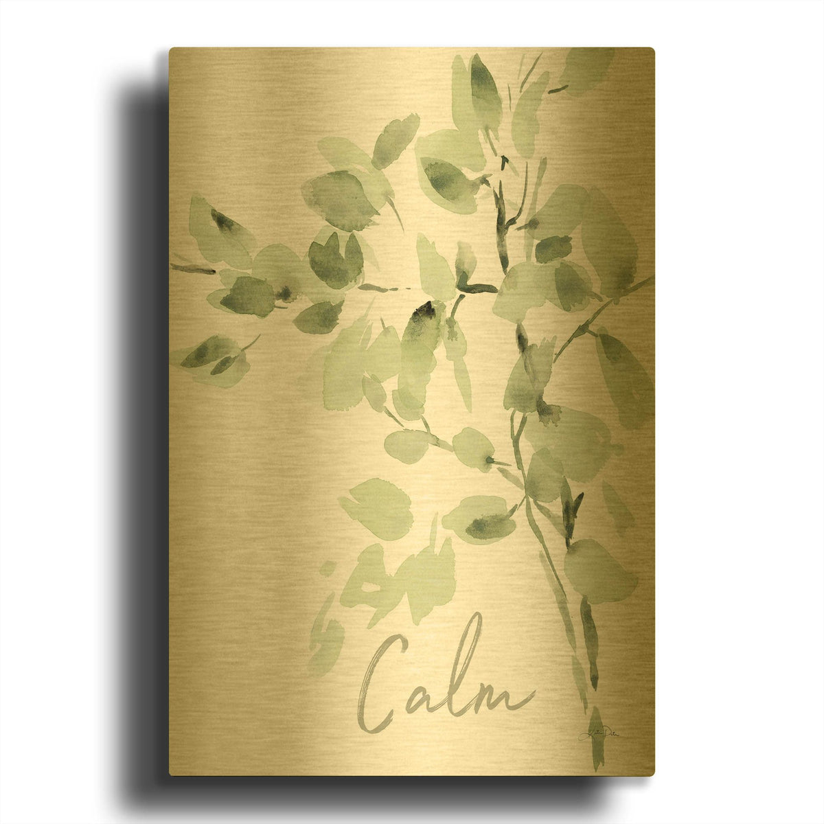 'Cascading Branches II Calm' By Katrina Pete Gold Metal Wall Art