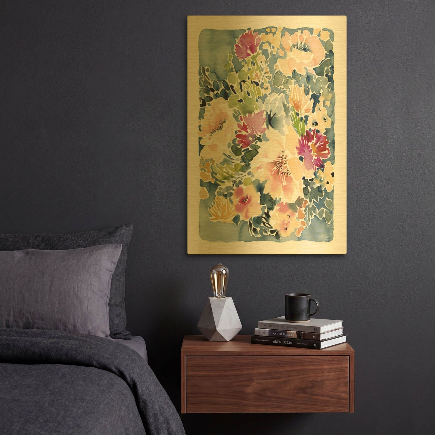 'Peony Delights' By Katrina Pete Gold Metal Wall Art