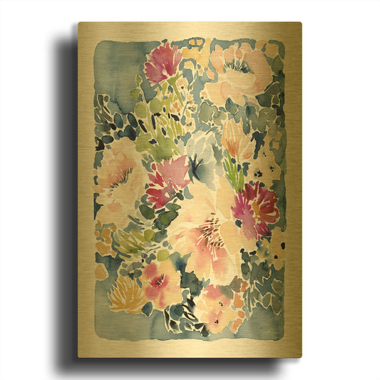 'Peony Delights' By Katrina Pete Gold Metal Wall Art