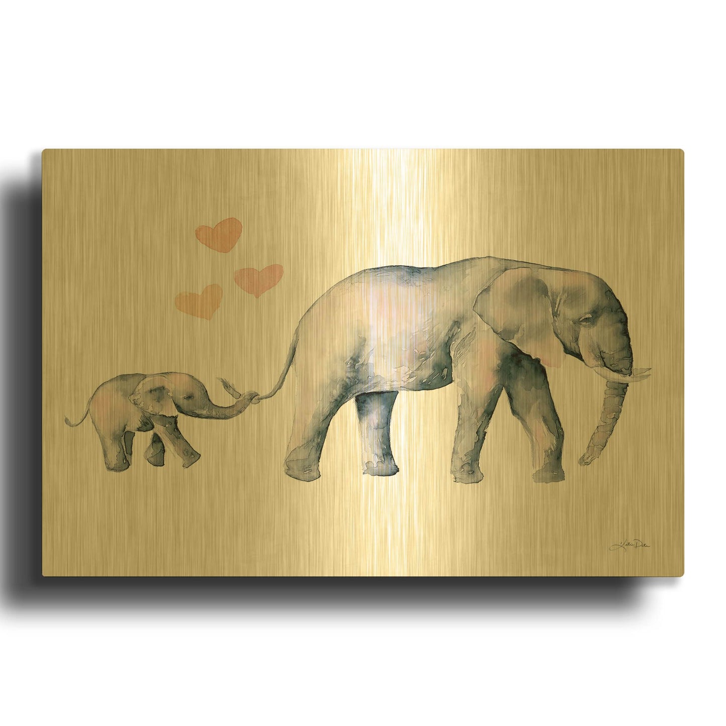 'Elephant Love' By Katrina Pete Gold Metal Wall Art