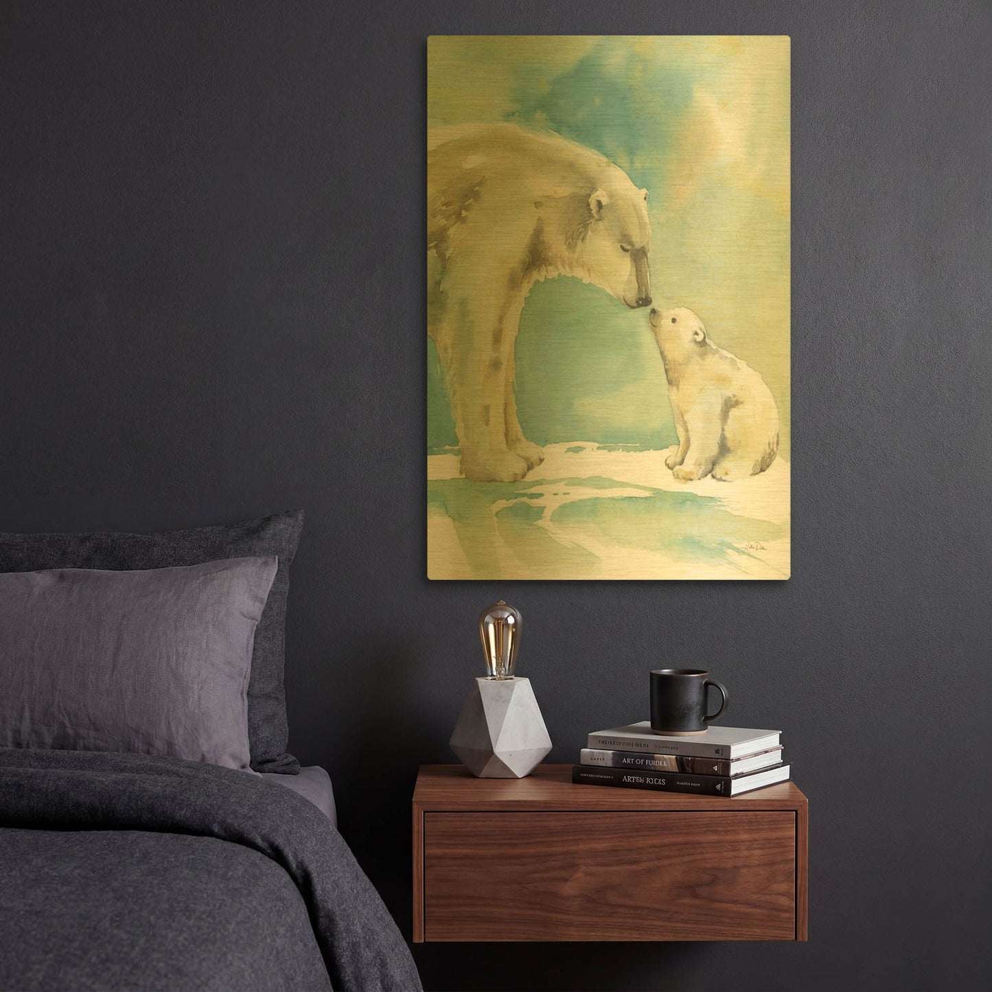 'Polar Bear Love' By Katrina Pete Gold Metal Wall Art