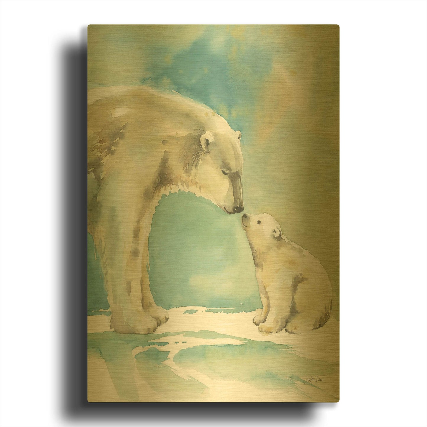 'Polar Bear Love' By Katrina Pete Gold Metal Wall Art
