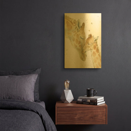 'Giraffe Love' By Katrina Pete Gold Metal Wall Art