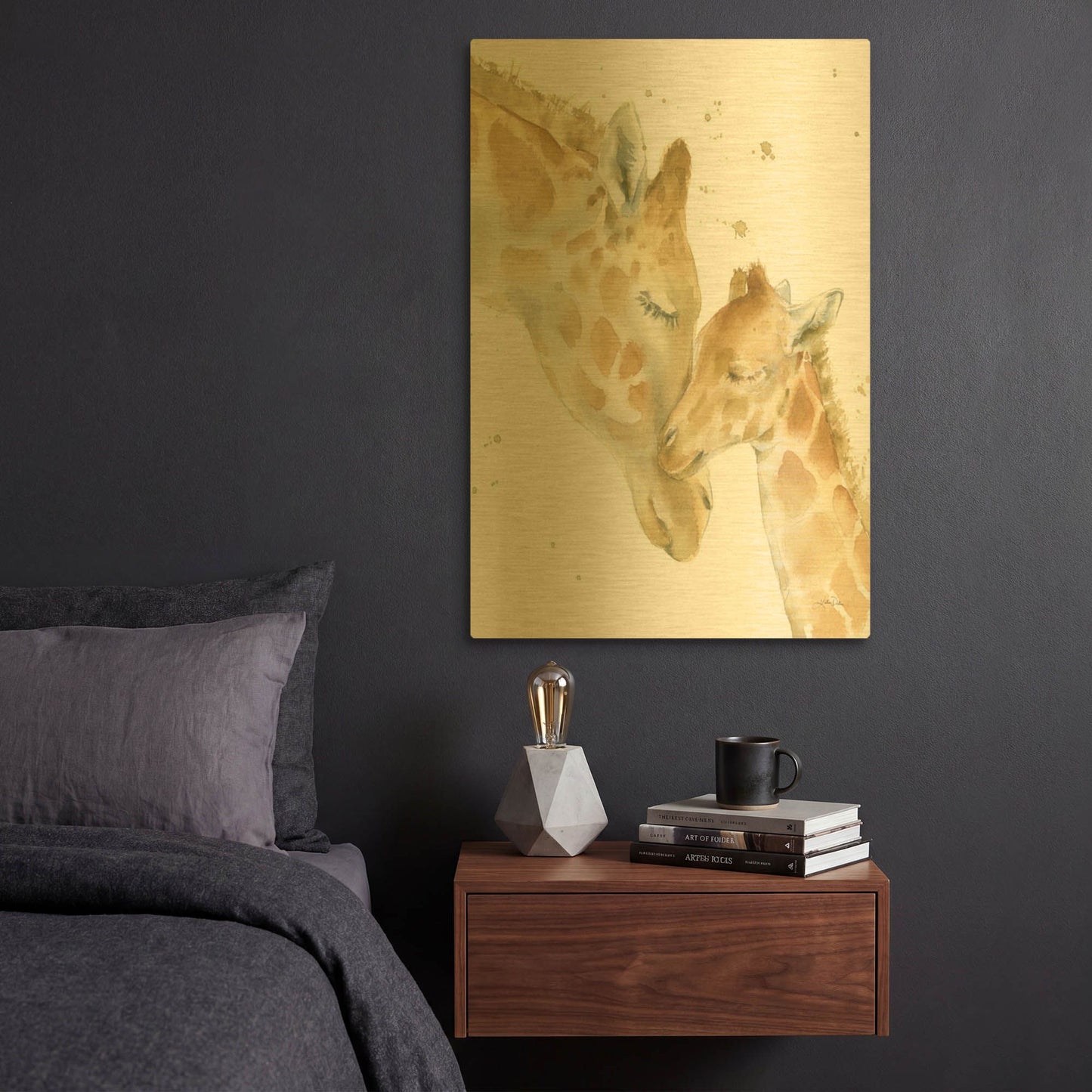 'Giraffe Love' By Katrina Pete Gold Metal Wall Art