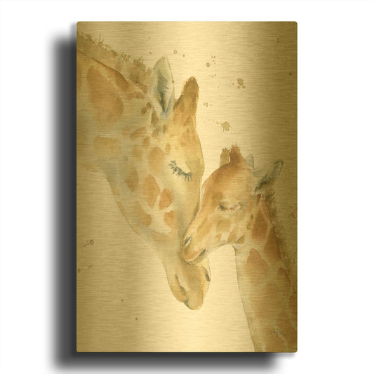 'Giraffe Love' By Katrina Pete Gold Metal Wall Art