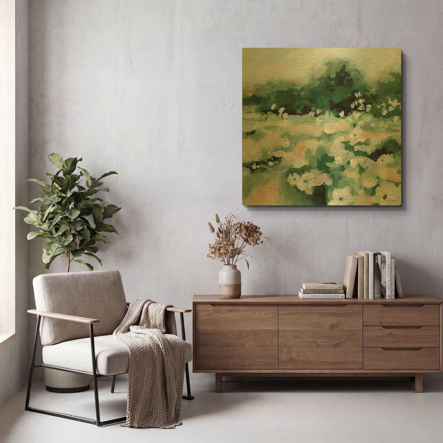 'Summer Field' By Katrina Pete Gold Metal Wall Art