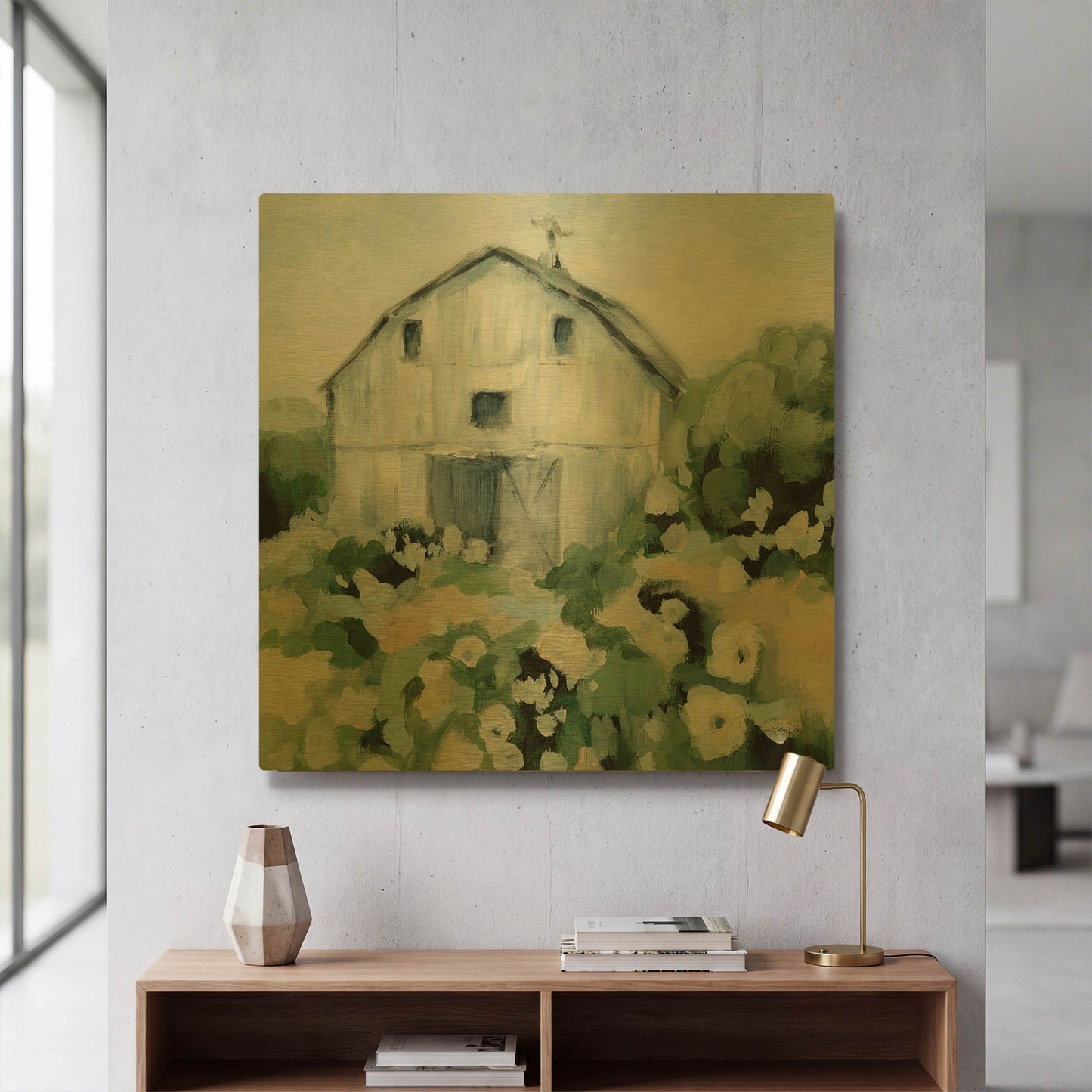 'Summer Barn' By Katrina Pete Gold Metal Wall Art