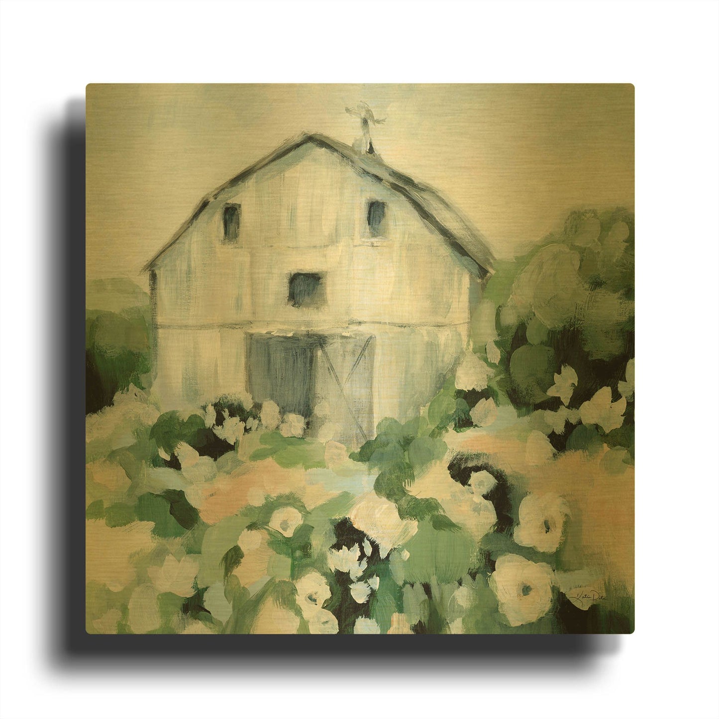 'Summer Barn' By Katrina Pete Gold Metal Wall Art