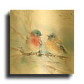 'Bluebird Pair in Spring' By Katrina Pete Gold Metal Wall Art