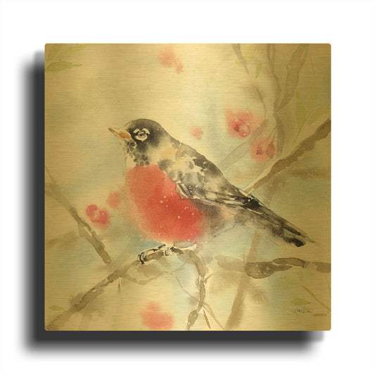 'Spring Robin' By Katrina Pete Gold Metal Wall Art